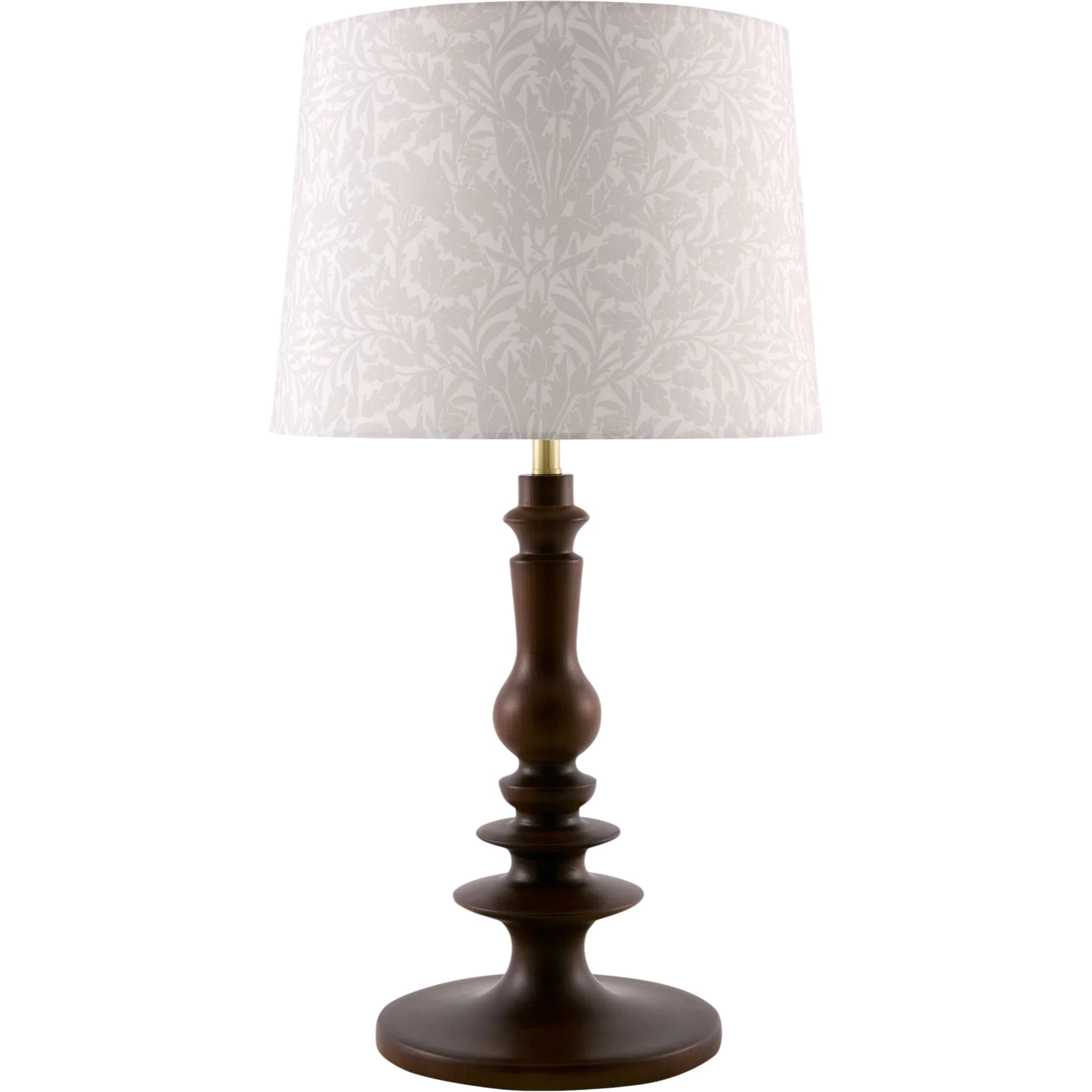 Corven Accent Table Lamp by Livabliss in metallic brass, gold, dark brown, white, translucent and plated, painted. Made from rubber wood, linen, iron in a unique style.