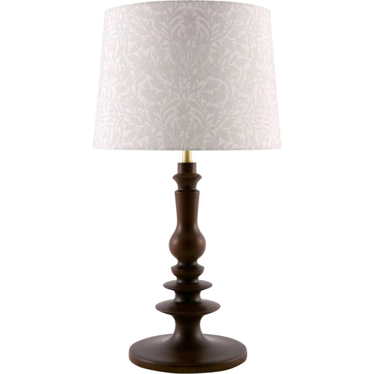 Corven Accent Table Lamp by Livabliss in metallic brass, gold, dark brown, white, translucent and plated, painted. Made from rubber wood, linen, iron in a unique style.