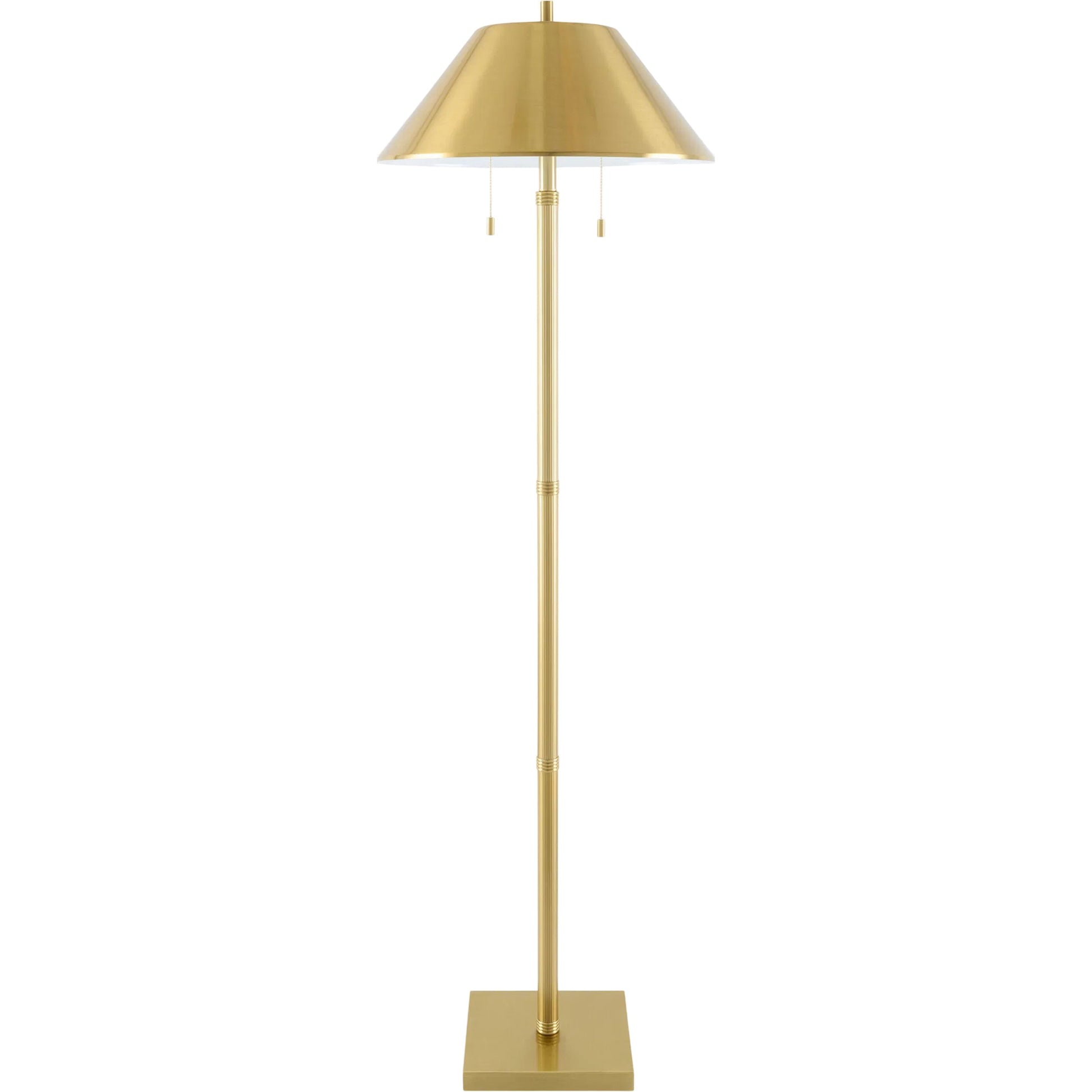 Corvane Accent Floor Lamp by Livabliss in metallic bronze, metallic brass, metallic gold, translucent and colored, electroplated. Made from steel, metal, polyester, iron in a unique style.