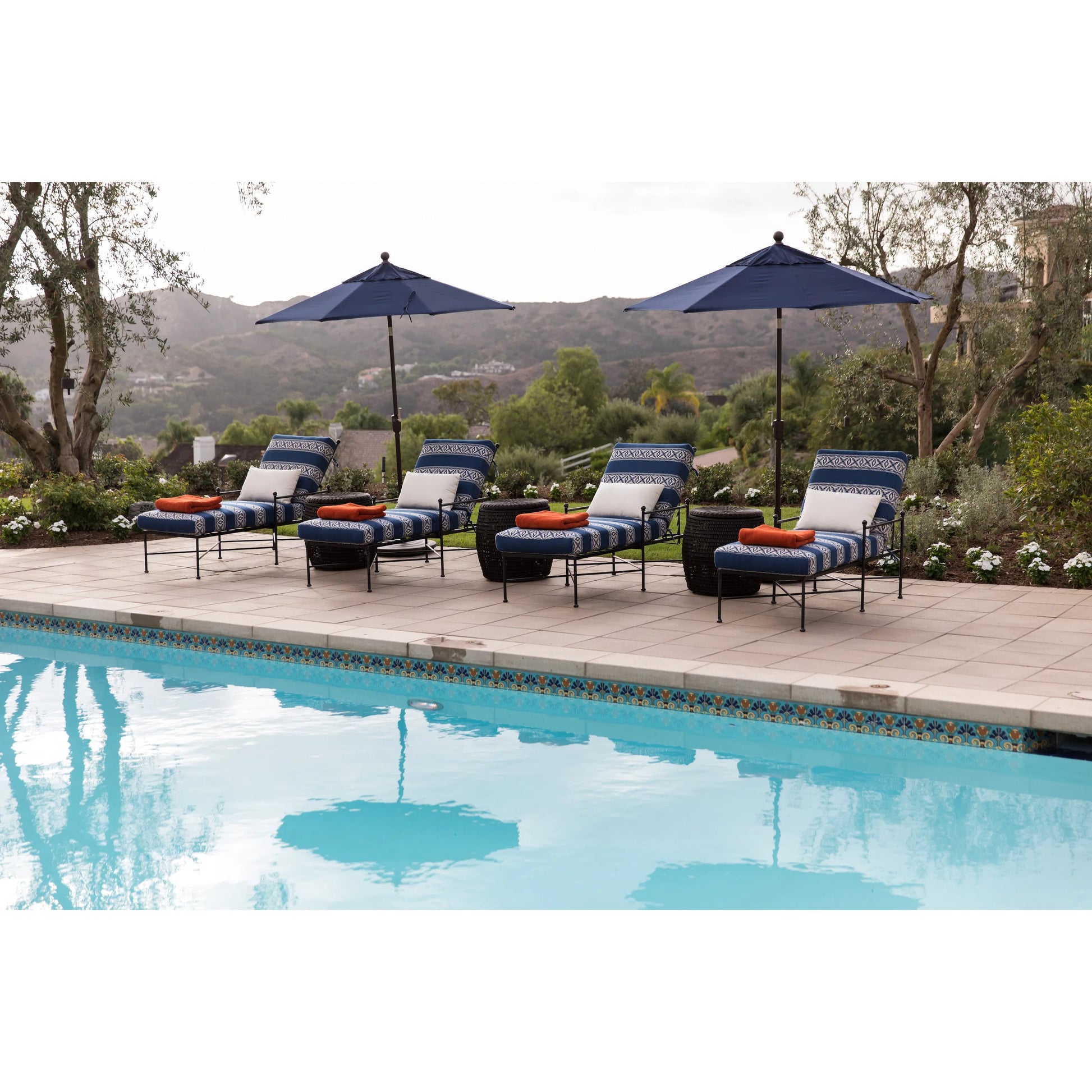 Provence Outdoor Chaise Lounge by Sunset West in pewter. Made from wrought iron in a modern style.