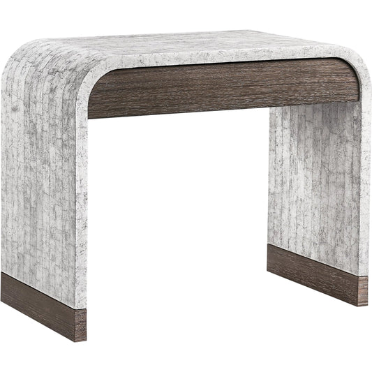 Gaia End Table by Jonathan Charles in white smoke eggshell. Made from egg shell in a modern style.