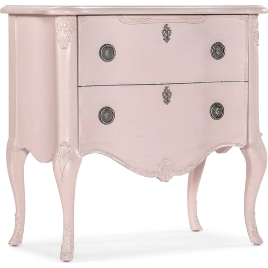 Susan G. Komen Flourish Accent Chest by Hooker Furniture in light distressed pink. Made from maple veneers in a traditional style.
