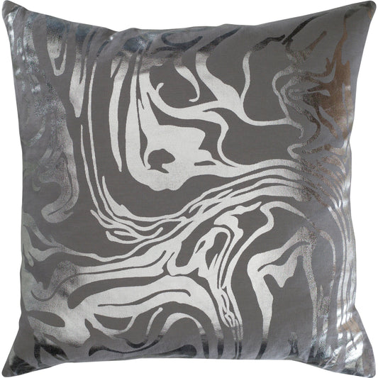 Crescent Pillow - 9223 by Surya in metallic silver, gray. Made from front: 100% cotton, back: 100% cotton in a modern style.