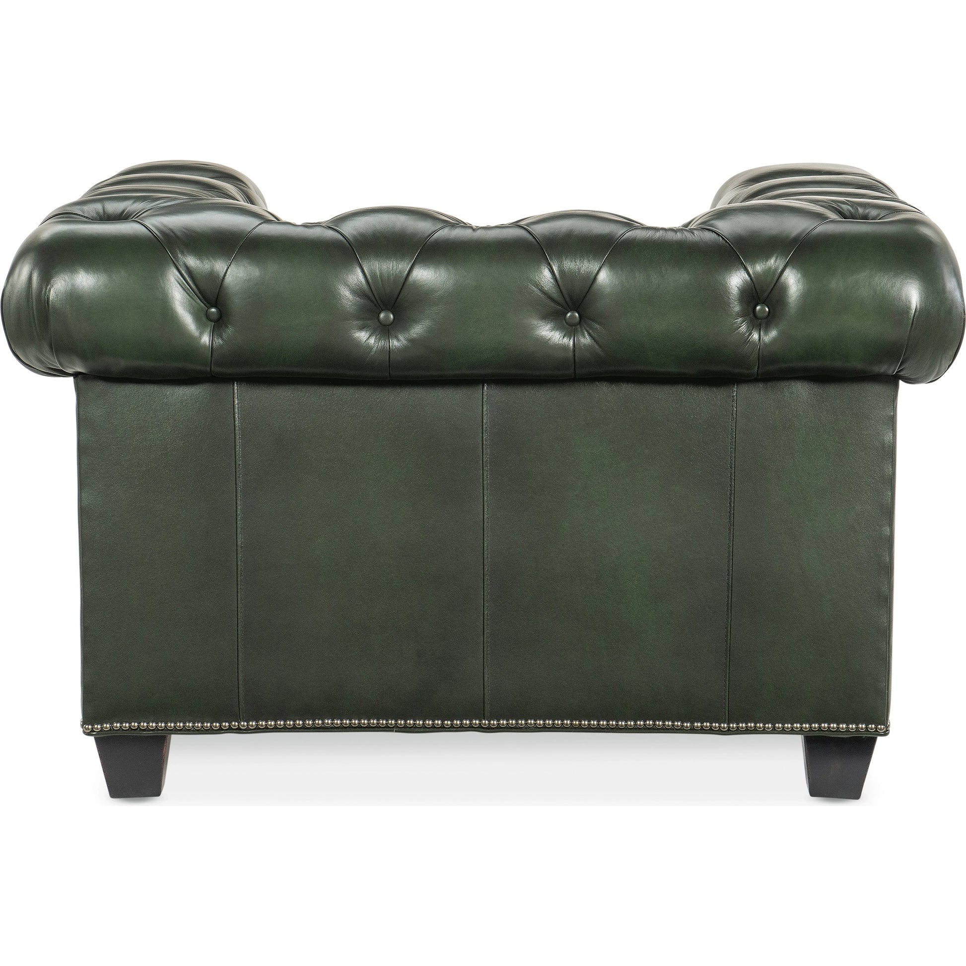 Charleston Tufted Chair by Hooker Furniture in sarzana portal and black. Made from leather, sarzana portal (finished, wipe off, top grain with splits) in a transitional style.