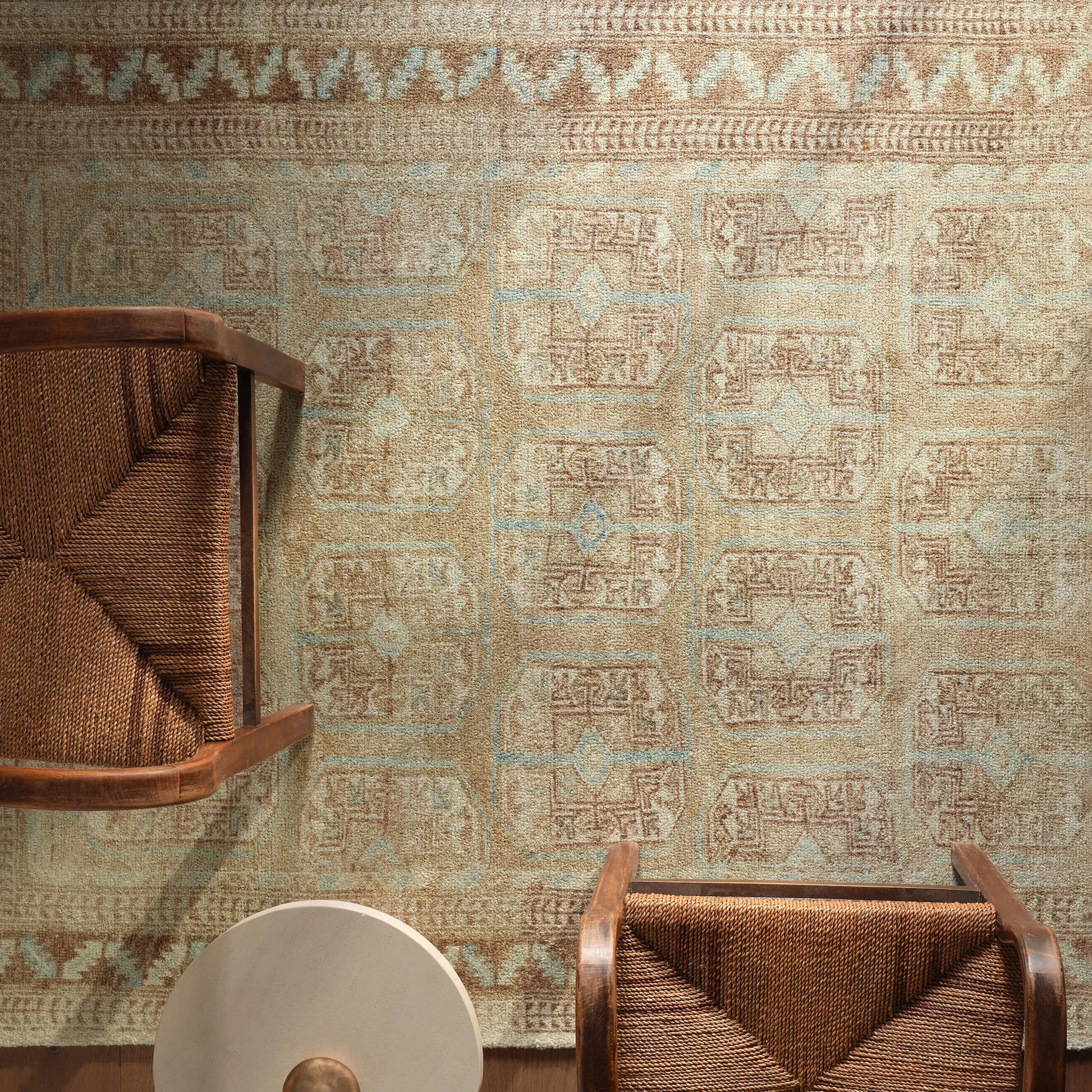 Casen CSN02 Rug by Jaipur Living in tan, blue. Made from 100% pet yarn in a unique style.