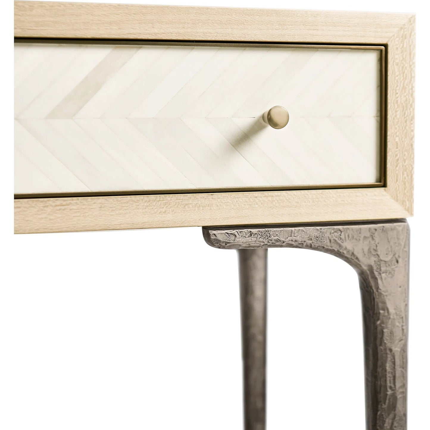 007 SI-2535778 | Closeup | Tideline Console Table by Jonathan Charles in natural dyed koto. Made from main koto veneer in a unique style.