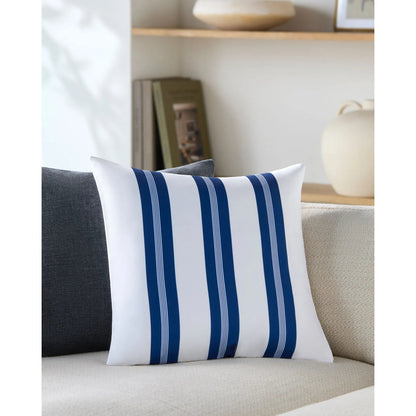 Classic Stripe Pillow - 533903 by Livabliss in white, dark blue. Made from polyester in a modern style.