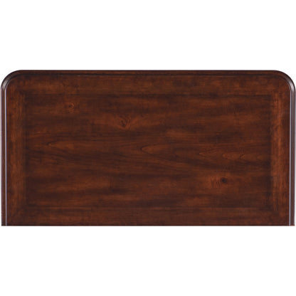 Charleston Two-Drawer Nightstand by Hooker Furniture in black cherry. Made from cherry veneers with solid-wood edge top in a transitional style.