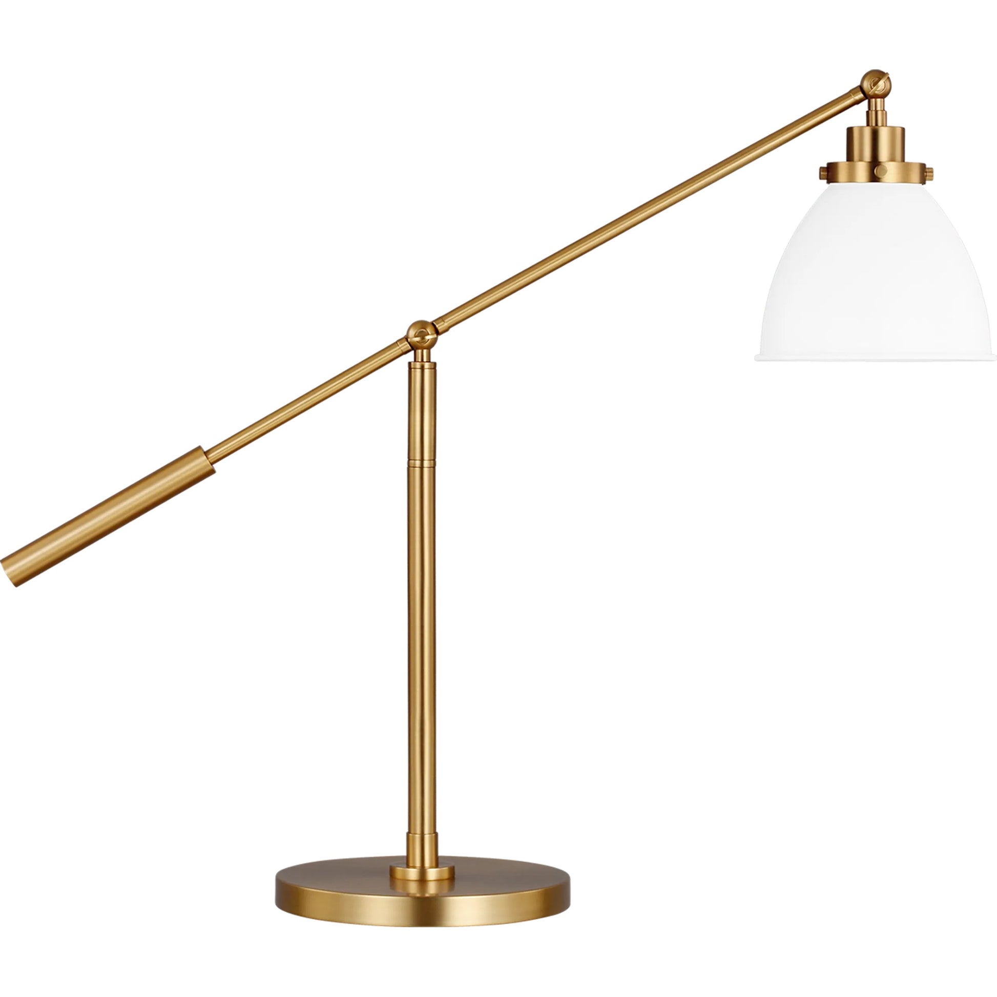 Wellfleet Dome Desk Lamp by Visual Comfort & Co. in matte white, polished nickel. Made from steel in a unique style.