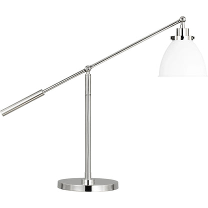 Wellfleet Dome Desk Lamp by Visual Comfort & Co. in matte white, polished nickel. Made from steel in a unique style.