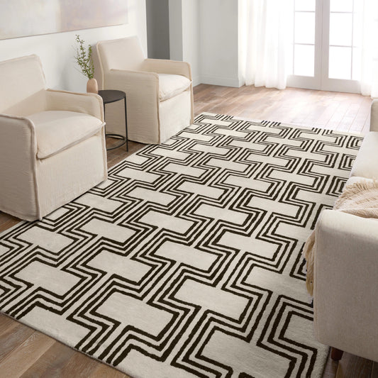 City CT124 Rug by Jaipur Living in cream, black. Made from 60% wool 40% viscose in a unique style.