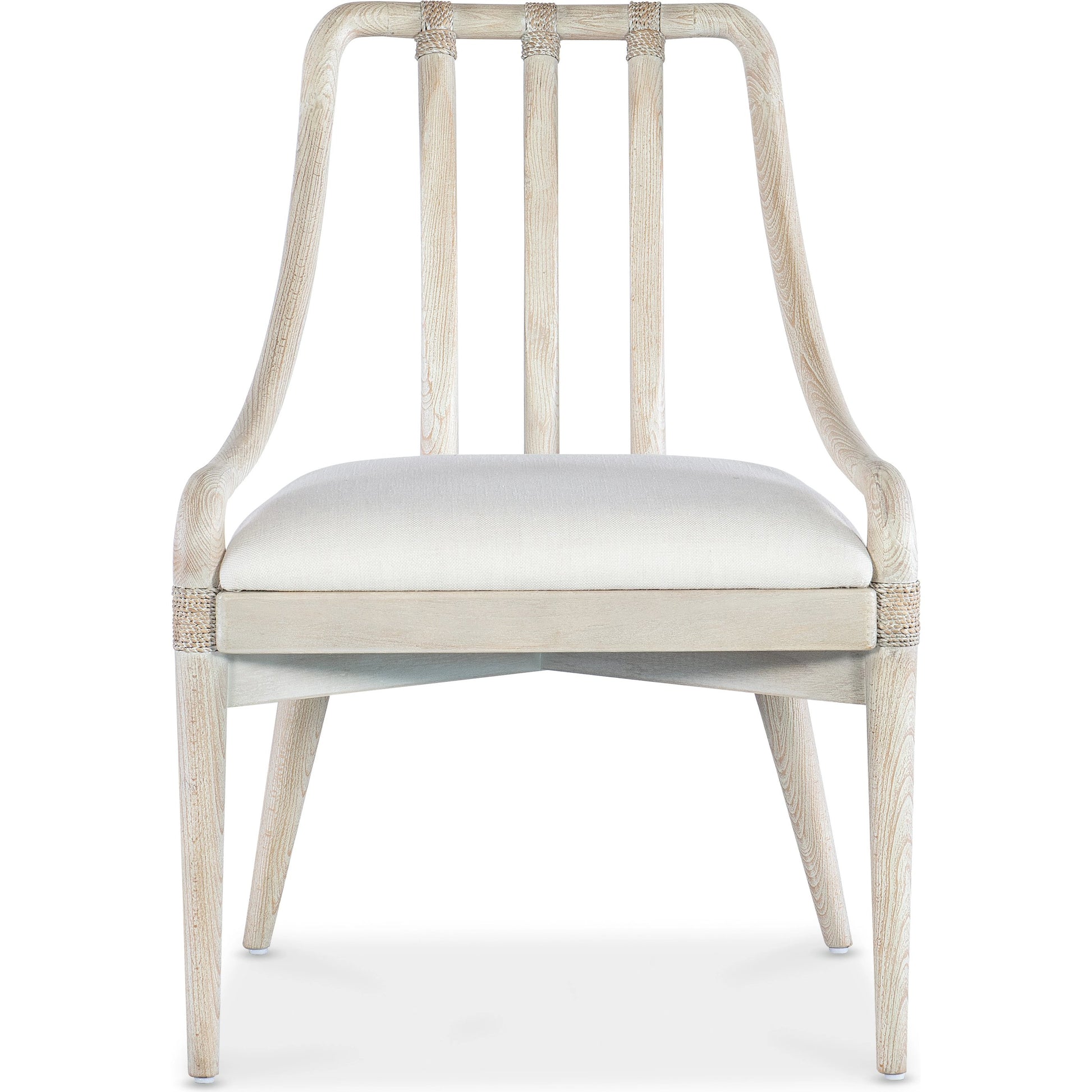 Commerce and Market Seaside Chair (Set of 2) by Hooker Furniture in oyster and light wood. Made from 51% rayon, 22% linen, 16% polyester, 11% cotton, rope in a modern style.