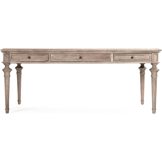 Nadine Dining Table by Zentique in limed gray oak and oak. Made from oak in a traditional style.