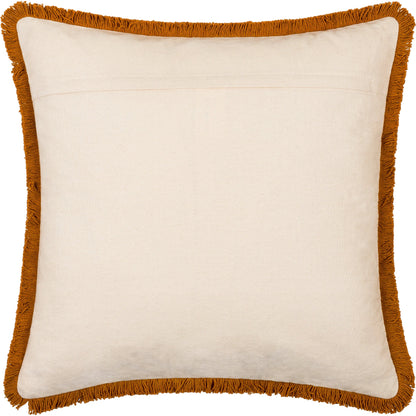 Cotton Fringe Pillow - 31965 by Livabliss in pearl, ash, off-white, sepia, camel, light brown, khaki. Made from front: 100% cotton, back: 100% cotton in a cottage & farmhouse style.