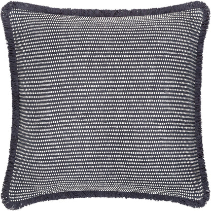 Cotton Fringe Pillow - 32931 by Livabliss in steel grey, off-white, slate blue, metallic - silver. Made from front: 100% cotton, back: 100% cotton in a cottage & farmhouse style.