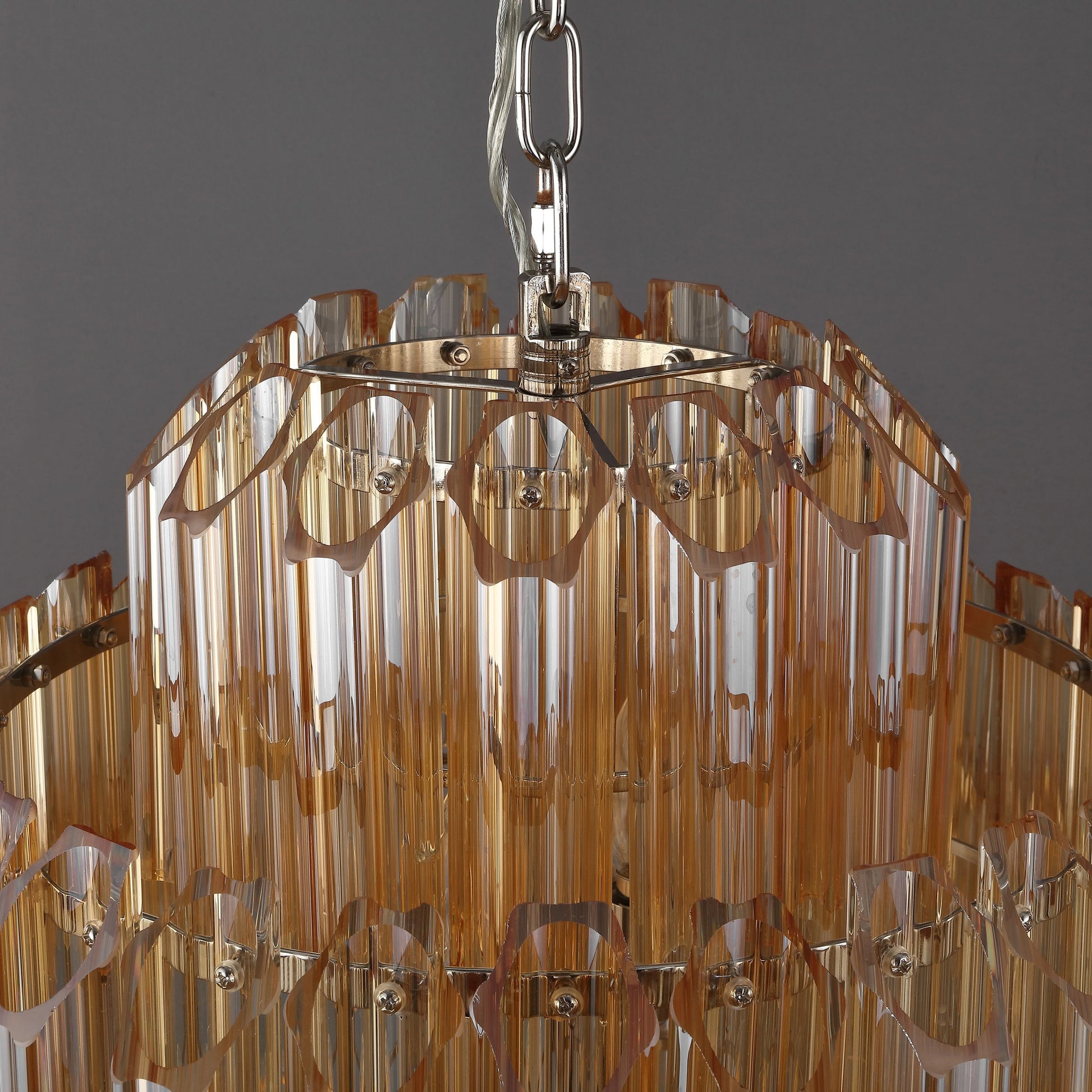 Adaline Chandelier by Safavieh in nickel. Made from iron, glass in a modern style.