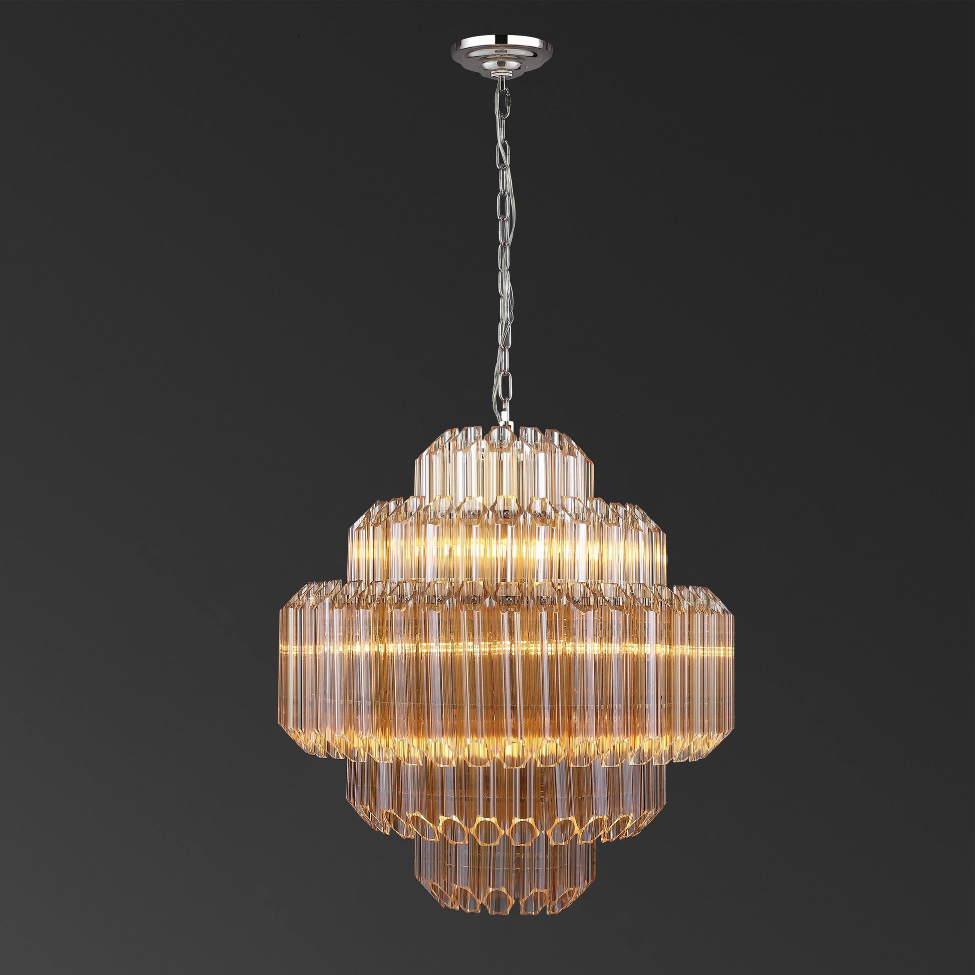 Adaline Chandelier by Safavieh in nickel. Made from iron, glass in a modern style.