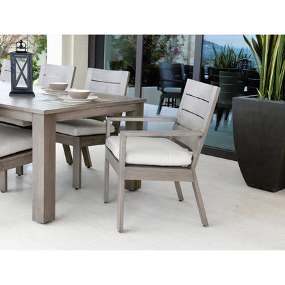 Laguna Outdoor 90"-120" Extension Dining Table by Sunset West in driftwood. Made from aluminum in a modern style.