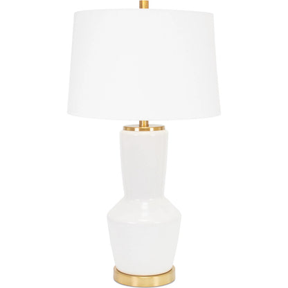 Nachez Table Lamp by Couture Lamps in white, gold. Made from ceramic, linen in a transitional style.