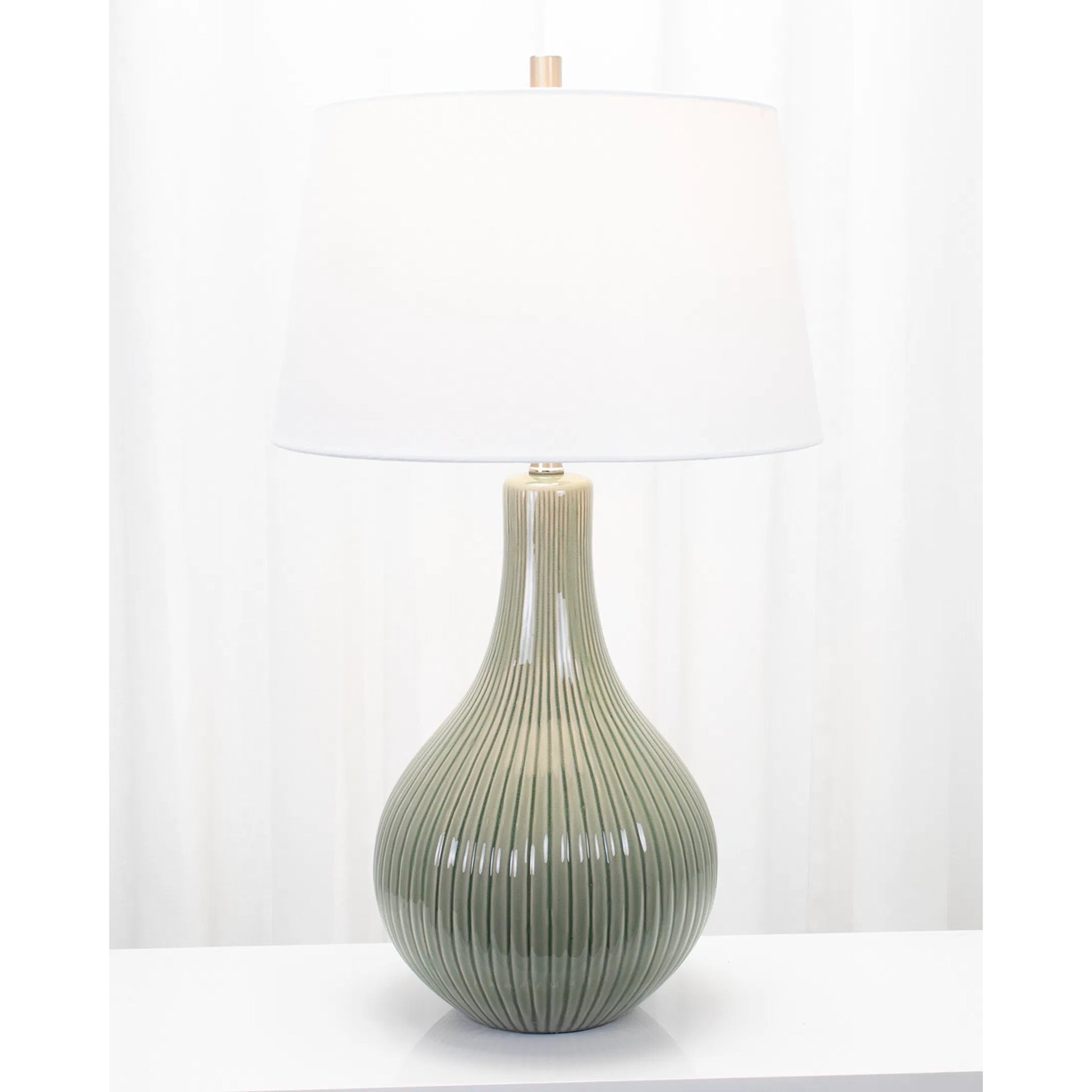 Liza Table Lamp by Couture Lamps. Made from ceramic, linen in a unique style.
