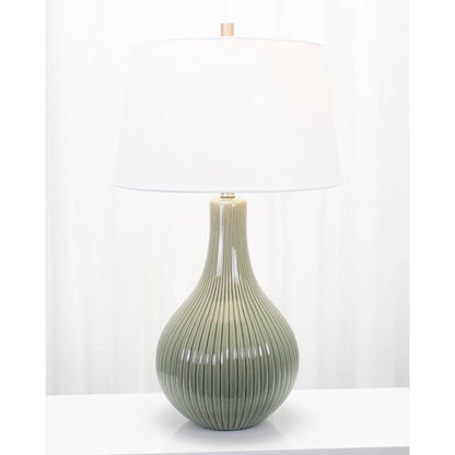 Liza Table Lamp by Couture Lamps. Made from ceramic, linen in a unique style.