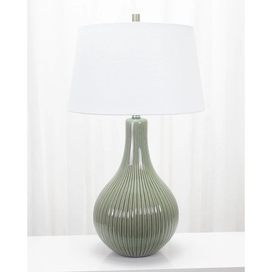 Liza Table Lamp by Couture Lamps. Made from ceramic, linen in a unique style.