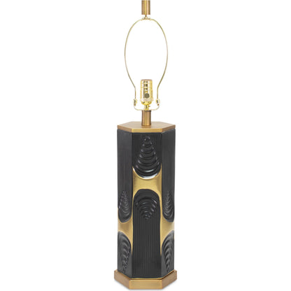 Hex Table Lamp by Couture Lamps in matte black, metallic gold. Made from ceramic, metal, linen in a unique style.