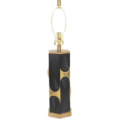 Hex Table Lamp by Couture Lamps in matte black, metallic gold. Made from ceramic, metal, linen in a unique style.