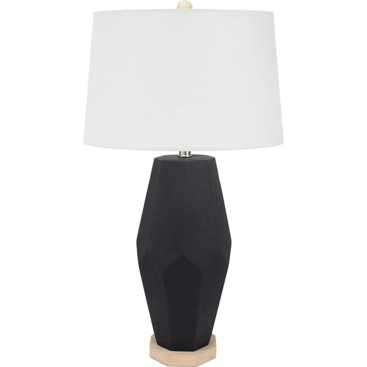 Pacifica Table Lamp by Couture Lamps in black. Made from cement, rubberwood, linen in a unique style.