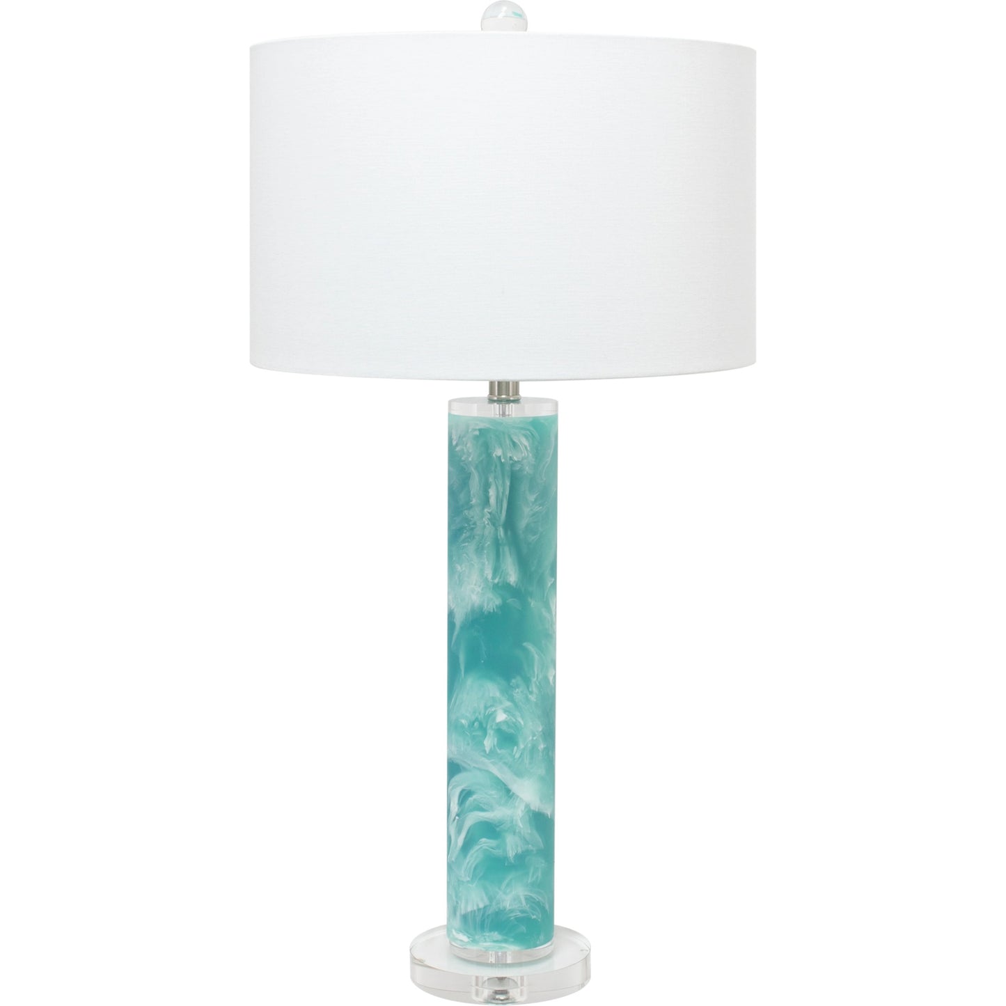 001 SI-2019309 | Primary Silo | Islamdora Table Lamp by Couture Lamps in marbled white & sky blue. Made from resin, optic crystal in a coastal style.