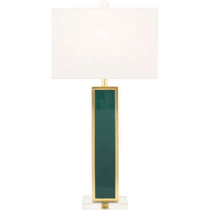 Blair Table Lamp by Couture Lamps in calypso blue, silver leaf. Made from resin, mdf, crystal, linen in a unique style.