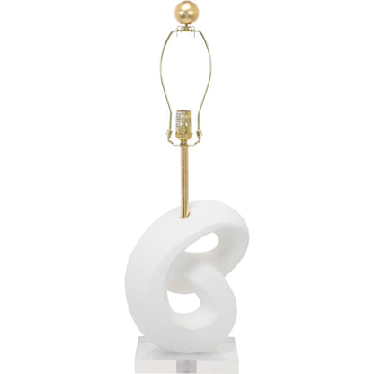 Danielli Table Lamp by Couture Lamps in white with gold. Made from resin, linen in a unique style.
