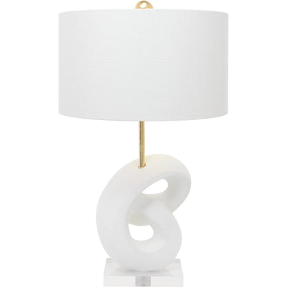 Danielli Table Lamp by Couture Lamps in white with gold. Made from resin, linen in a unique style.