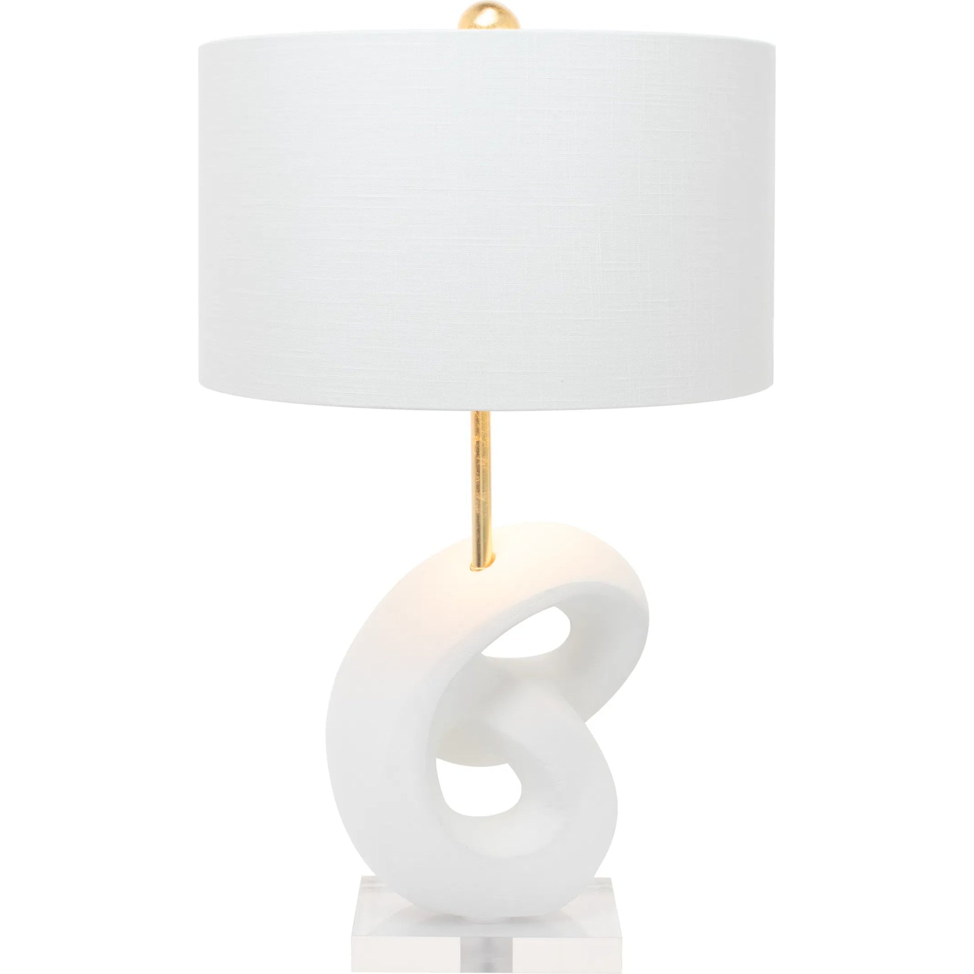 Danielli Table Lamp by Couture Lamps in white with gold. Made from resin, linen in a unique style.