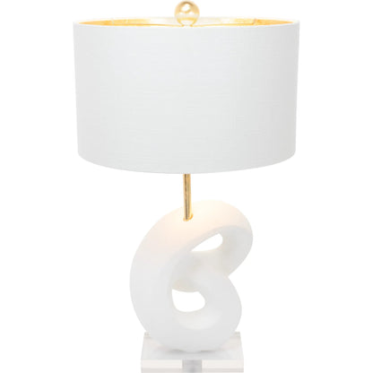 Danielli Table Lamp by Couture Lamps in white with gold. Made from resin, linen in a unique style.