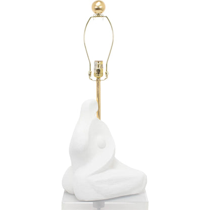 Bettina Table Lamp by Couture Lamps in white with gold. Made from resin, linen in a unique style.
