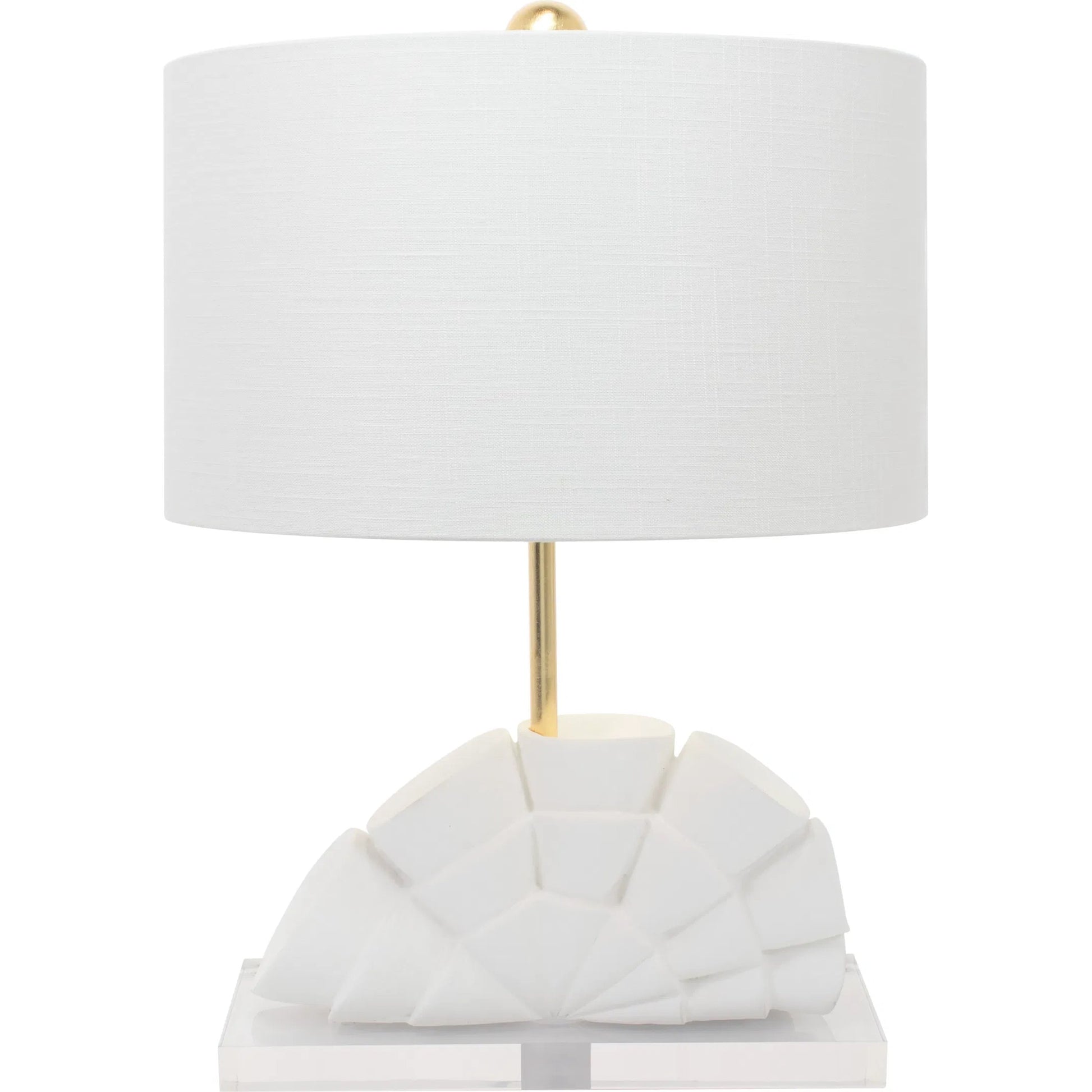 Rialto Table Lamp by Couture Lamps in white with gold. Made from resin, linen in a unique style.