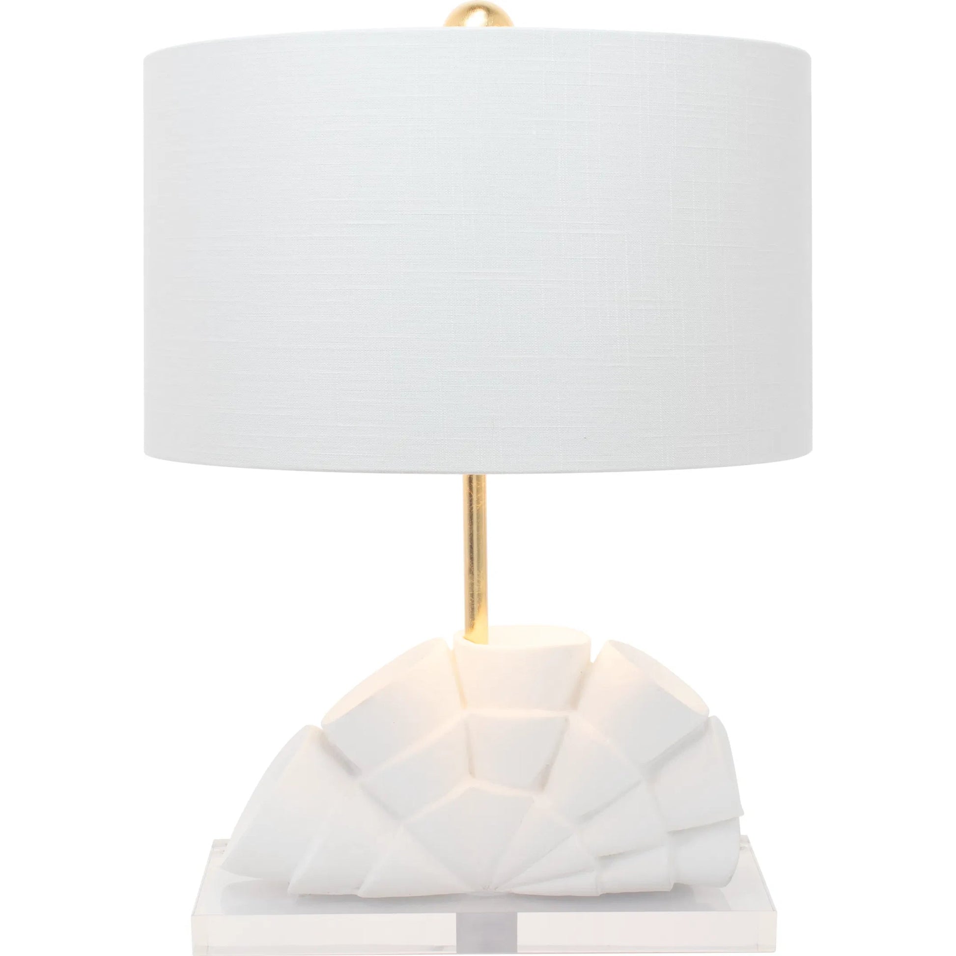 Rialto Table Lamp by Couture Lamps in white with gold. Made from resin, linen in a unique style.