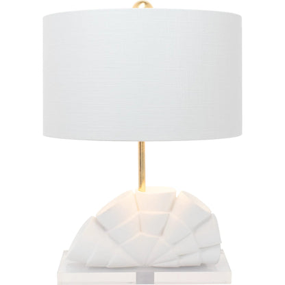Rialto Table Lamp by Couture Lamps in white with gold. Made from resin, linen in a unique style.
