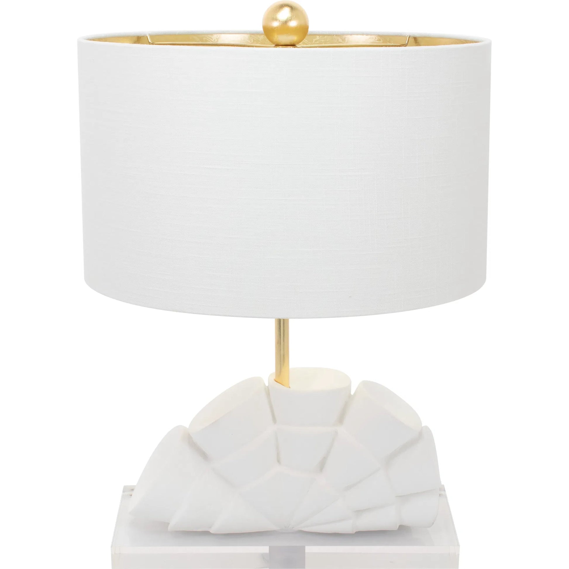 Rialto Table Lamp by Couture Lamps in white with gold. Made from resin, linen in a unique style.