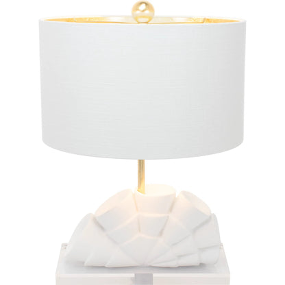 Rialto Table Lamp by Couture Lamps in white with gold. Made from resin, linen in a unique style.