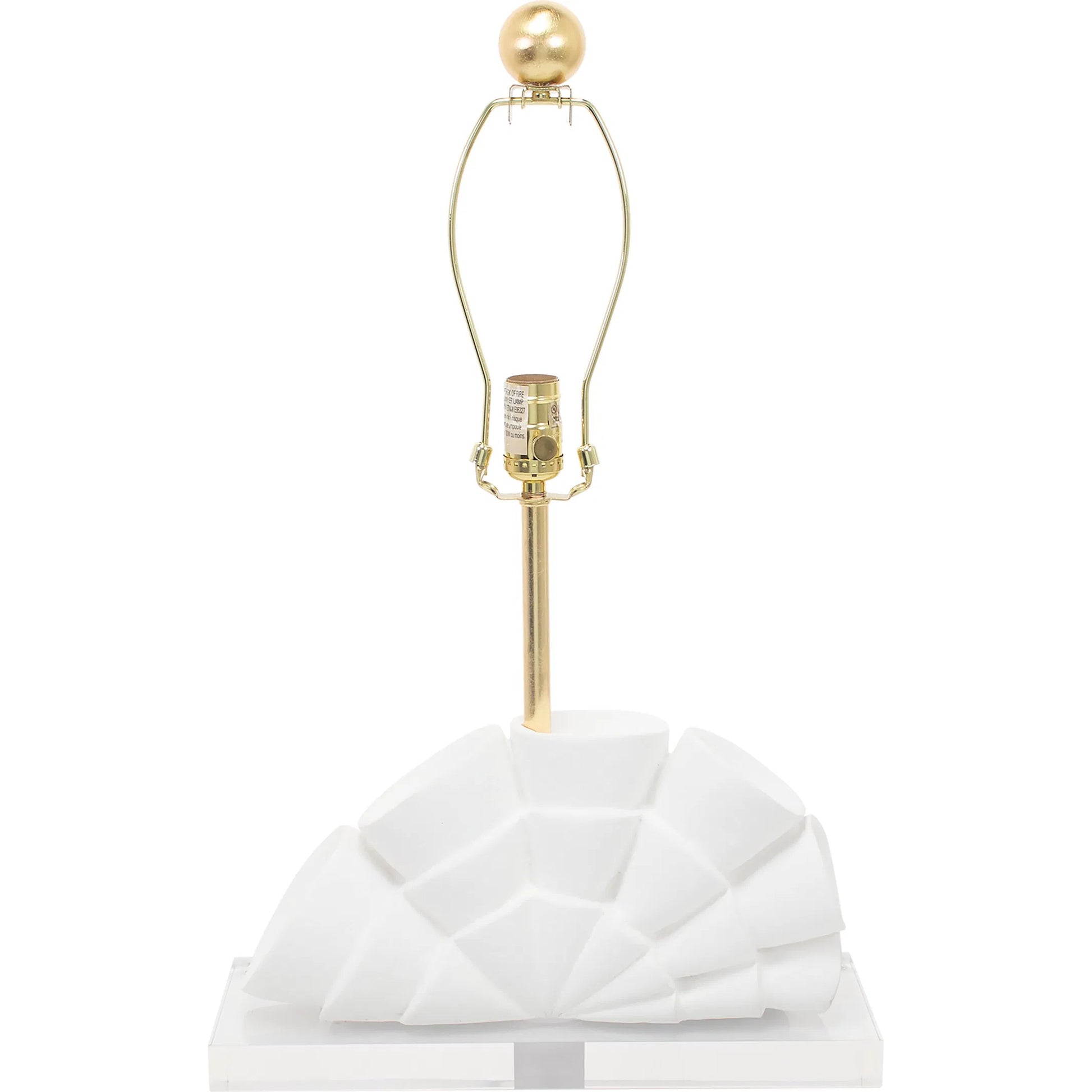 Rialto Table Lamp by Couture Lamps in white with gold. Made from resin, linen in a unique style.