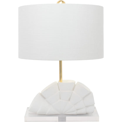 Rialto Table Lamp by Couture Lamps in white with gold. Made from resin, linen in a unique style.