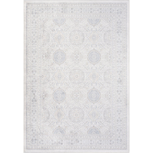 Couture Rug - 25233 by Livabliss in dark brown, medium brown, light gray, off-white, denim, pale blue. Made from 100% viscose in a unique style.