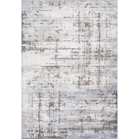 Couture Rug - 25238 by Livabliss in charcoal, medium brown, light gray, off-white, denim, pale blue. Made from 100% viscose in a unique style.