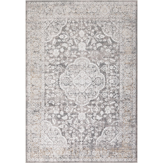Couture Rug - 25243 by Livabliss in charcoal, medium brown, light gray, off-white. Made from 100% viscose in a unique style.
