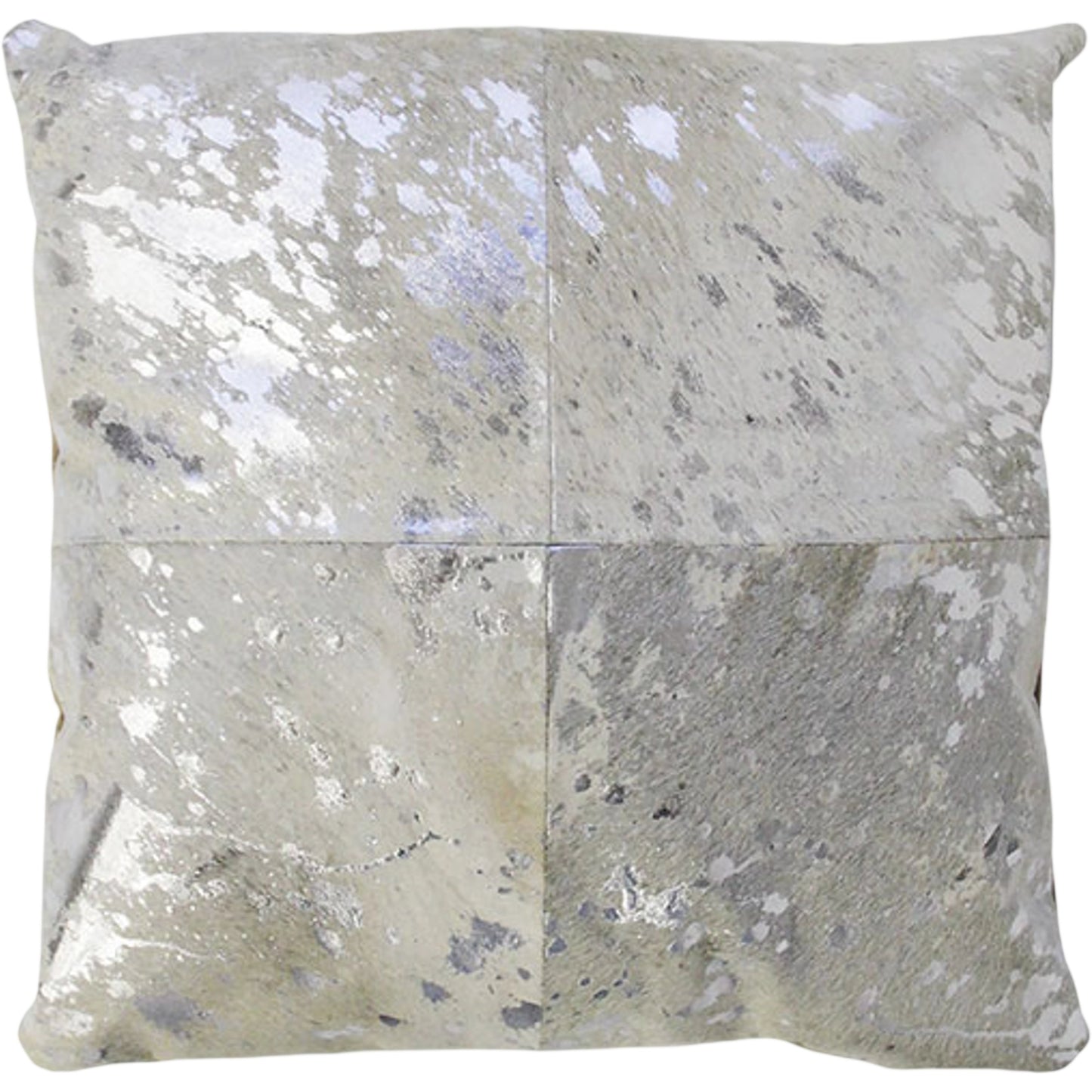 001 SI-1990603 | Primary Silo | Forest Cowhide Pillow by Pasargad Home in silver. Made from cowhide in a unique style.