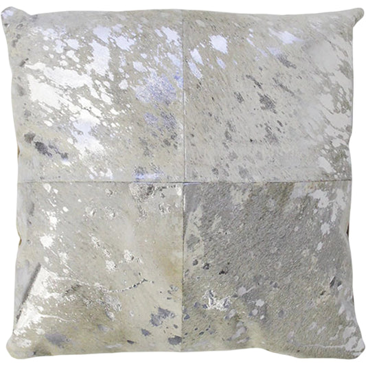 Forest Cowhide Pillow by Pasargad Home in silver. Made from cowhide in a unique style.