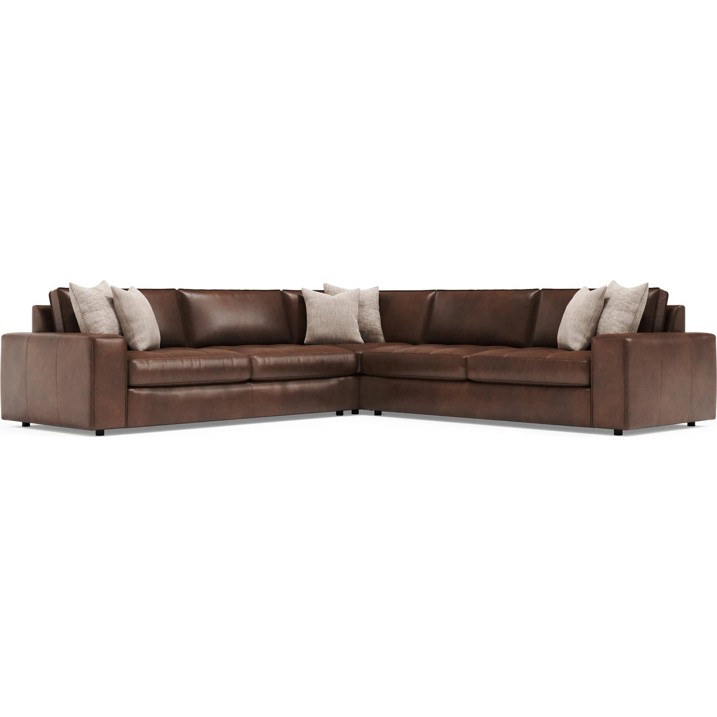 002 SI-2539274 | Additional Silo | Nest 3-Piece Leather Sectional by Bernhardt in brown. Made from leather in a unique style.