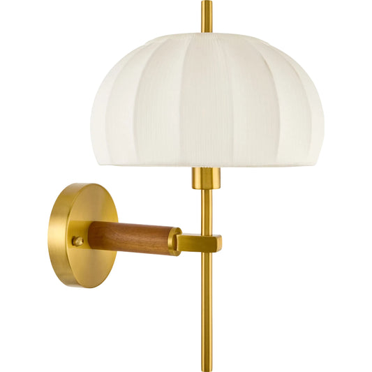 Ceduna Wall Sconce II by Livabliss in fixture: metallic - brass; shade: white; cord: black and plated, metallic. Made from iron, cotton in a unique style.